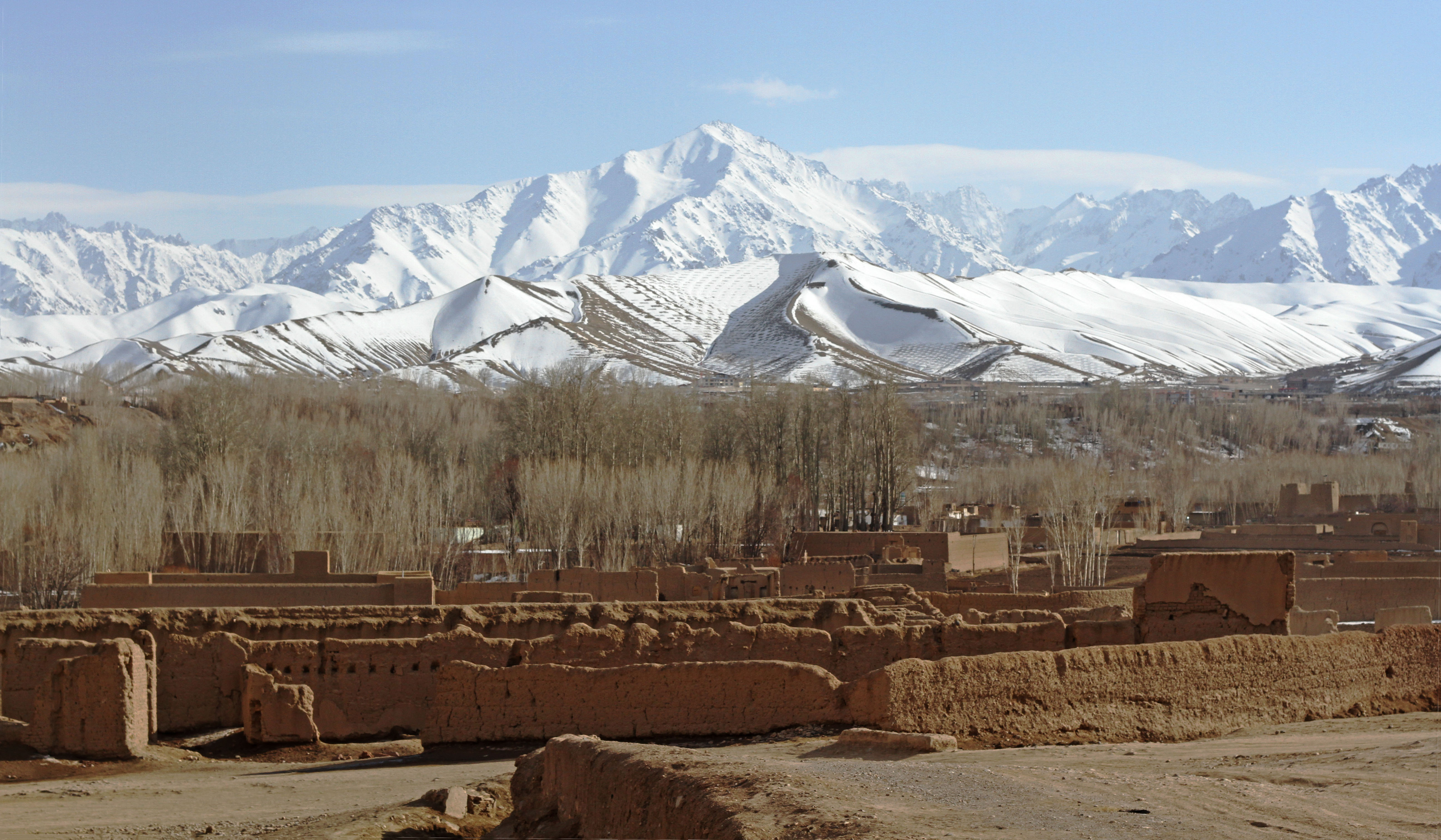 Mountain scenery of Bamiyan former Buddhist pilgrim centre go skiing in Afghanistan