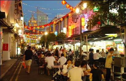 Singapore streets at night