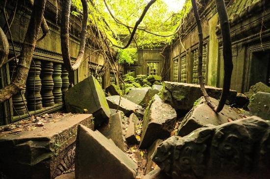 Temple of Beng Mealea in the jungle of Cambodia on the ancient royal highway 