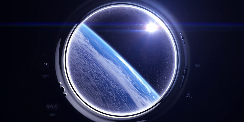 Porthole view of Earth from space