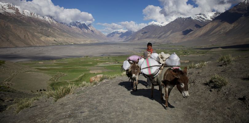 Donkey ride in Wakhan Corridor, in Afghanistan