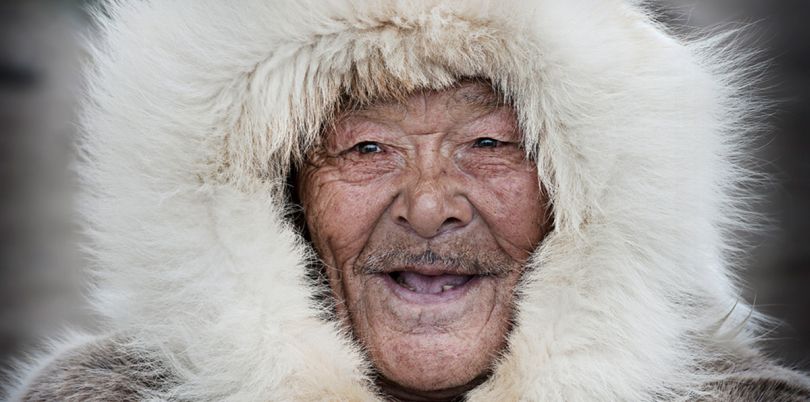 Smiling eskimo in the Arctic