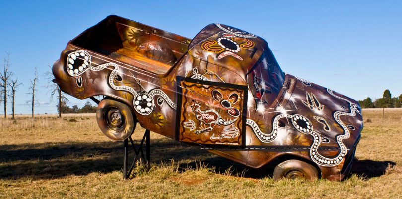 Car art installation, Burrawang west station, Australia