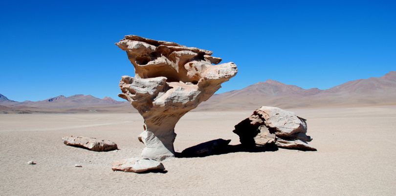 Rock in the Atacama desert in Uyuni Bolivia