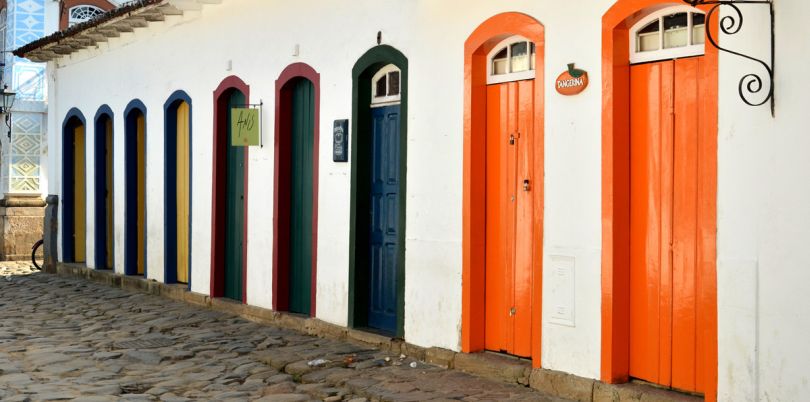 Colourful doors in a Brazillian city