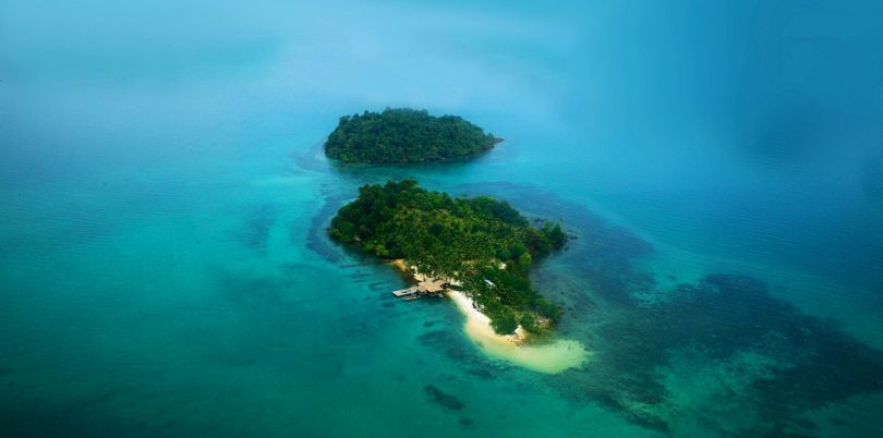 Aerial shot of private Cambodian islands