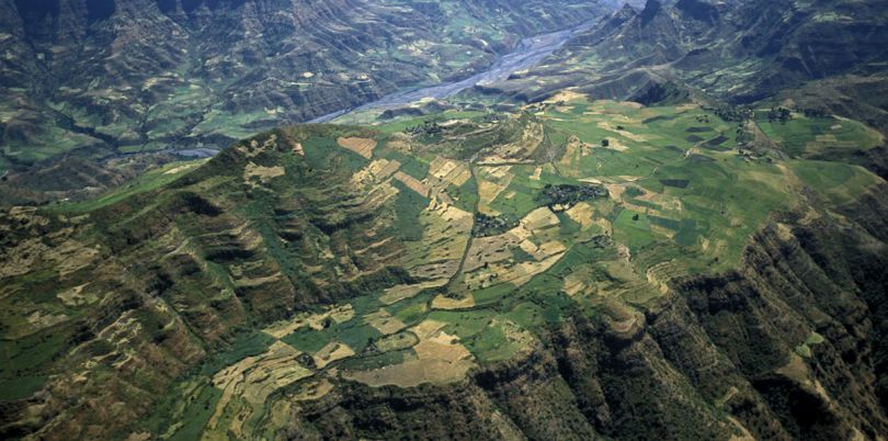 Aerial shot of Ethiopian mountains