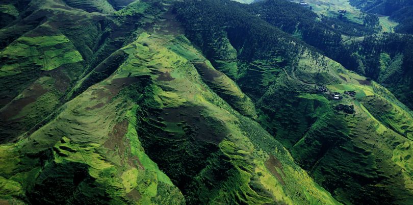 Aerial shot of Ethiopian mountains