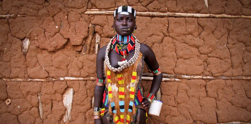 Hammer girl from Ethiopian tribe in the Omo Valley