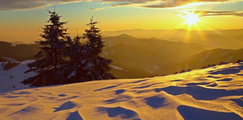 Golden sunset over the French Alps