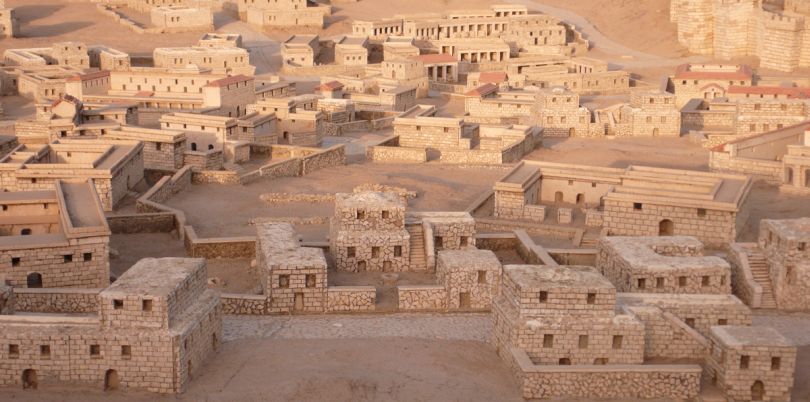 Ariel shot over a town in Jordan