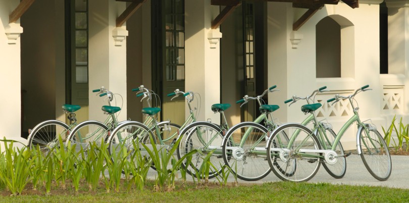 Taka main entrances bicycles in Amantaka explore Laos