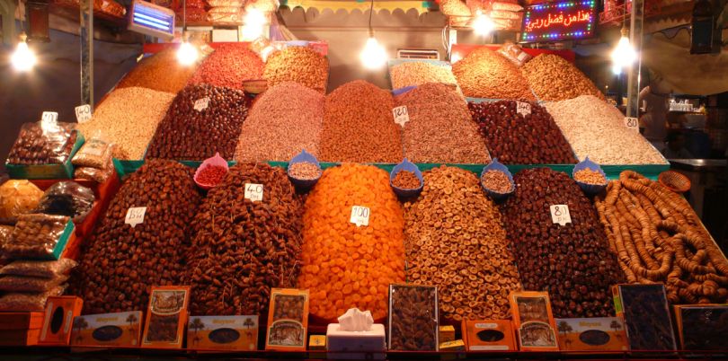 Street food market in the centre of Marrakesh, Morocco