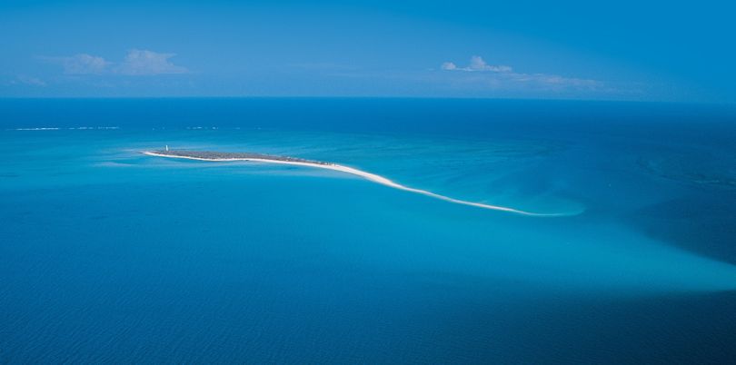 Aerial shot of Medjumbe Island Mozambique