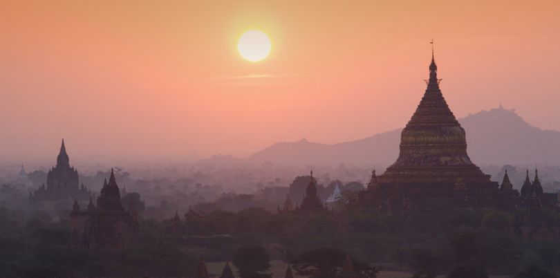 Sunrise over the temples of Bagan, Myanmar