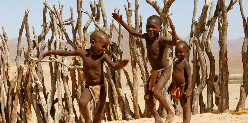 Himba children dancing, Namibia