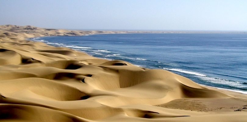 Skeleton coast with dunes and sea, Namibia