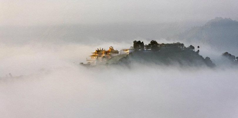 Misty hilltop city, Nepal