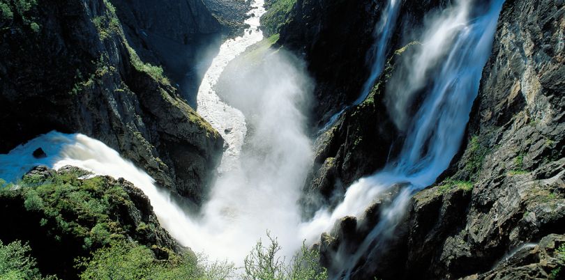 River mendering down the valleys with waterfalls, Norway