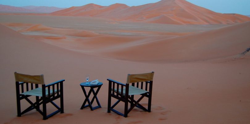 Romantic dinner for two on the dunes, Oman