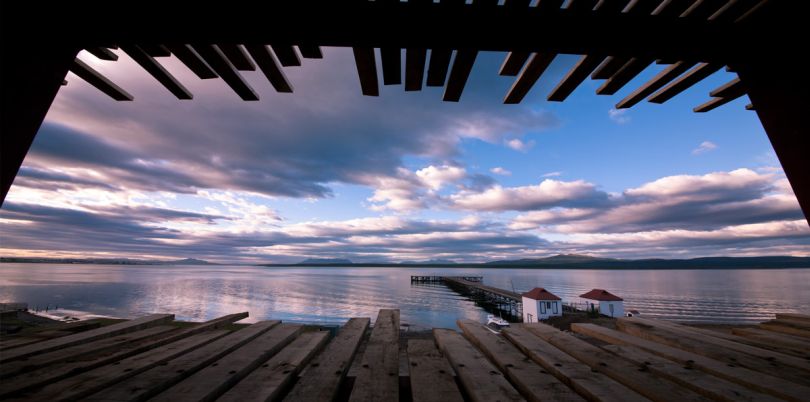 Lake view in Puerto Natales of Chilean Patagonia