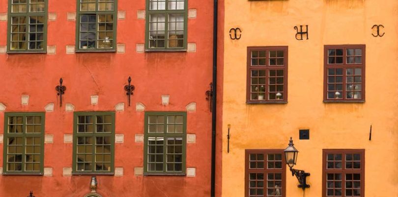 Red and Orange neighbouring houses, Sweden