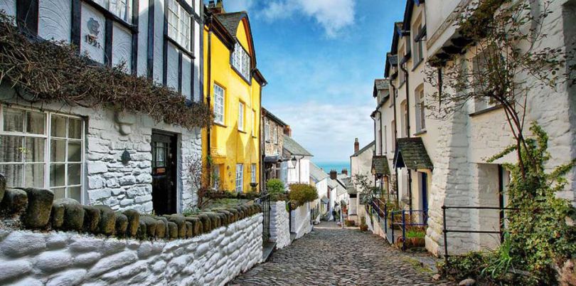 Cobbled street in Devon, UK